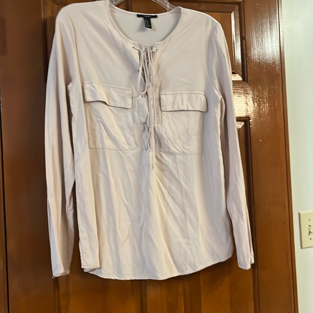 Forever 21 Light Pink Long Sleeve Blouse